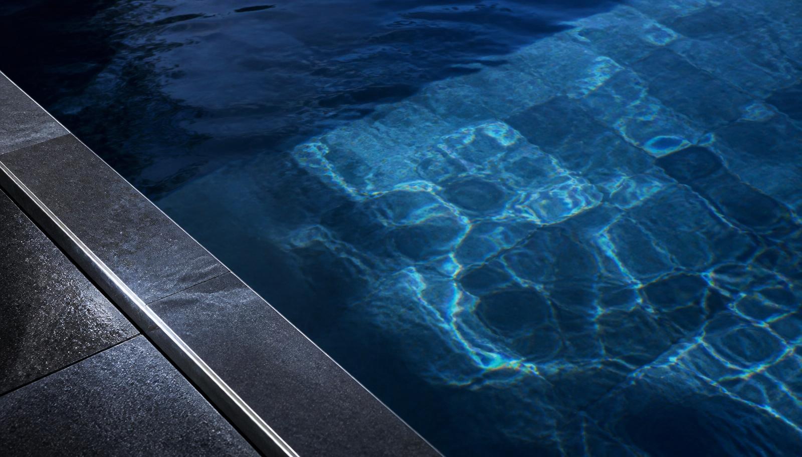 Deep blue pool water